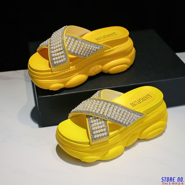 summer women chunky slippers luxury rhinestone 8cm wedges shoes outside woman platform sandals yellow beach casual slides, Black
summer women chunky slippers luxury rhinestone 8cm wedges shoes outside woman platform sandals yellow beach casual slides, Black