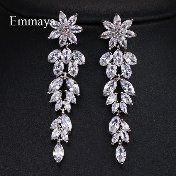 emmaya fashion female crystal leaf drop earrings 3 colors zircon earrings boho wedding jewelry long dangle earrings, Silver
emmaya fashion female crystal leaf drop earrings 3 colors zircon earrings boho wedding jewelry long dangle earrings, Silver