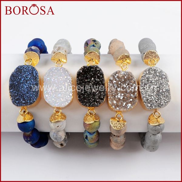 borosa 5pcs gold color titanium druzy bracelet with 10mm beads mixed colors bracelet jewelry gems bangle for women g1536, Black
borosa 5pcs gold color titanium druzy bracelet with 10mm beads mixed colors bracelet jewelry gems bangle for women g1536, Black