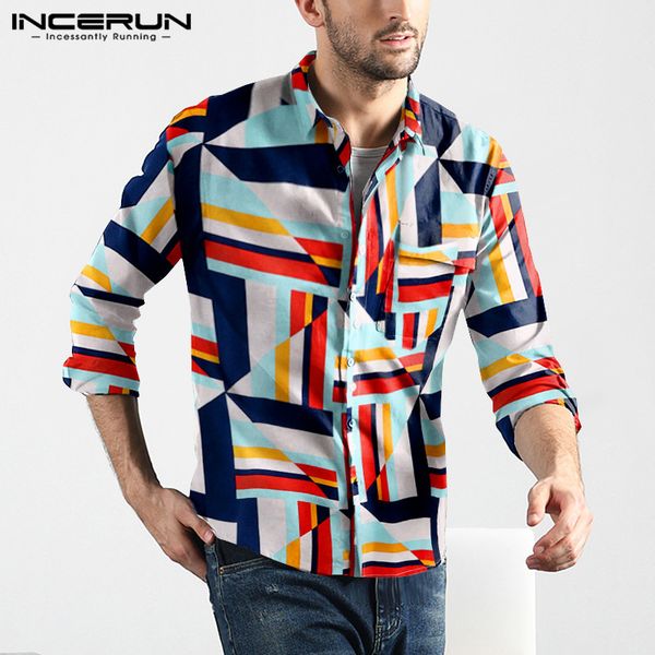 incerun fashion men shirts 3d geometric printed turn-down collar long sleeve chic brand casual street shirts autumn camisa 2019, White;black
incerun fashion men shirts 3d geometric printed turn-down collar long sleeve chic brand casual street shirts autumn camisa 2019, White;black
