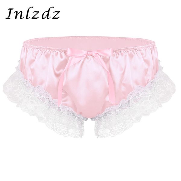 sissy panties mens gay underwear shiny soft ruffled floral lace satin lingerie low rise stretchy sissy bikini briefs underwear, Black;white
sissy panties mens gay underwear shiny soft ruffled floral lace satin lingerie low rise stretchy sissy bikini briefs underwear, Black;white