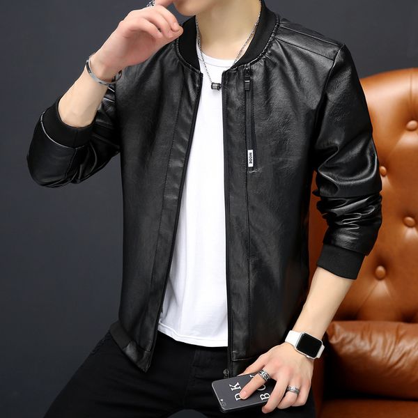 men's pu leather jacket 2019 spring autumn slim fashion youth jacket wild leisure men leather jackets jackets and coats y, Black
men's pu leather jacket 2019 spring autumn slim fashion youth jacket wild leisure men leather jackets jackets and coats y, Black