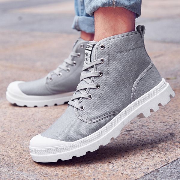 2019 new canvas men boots lace up male canvas shoe ankle cowboy motorcycle boots fashion desert, Black