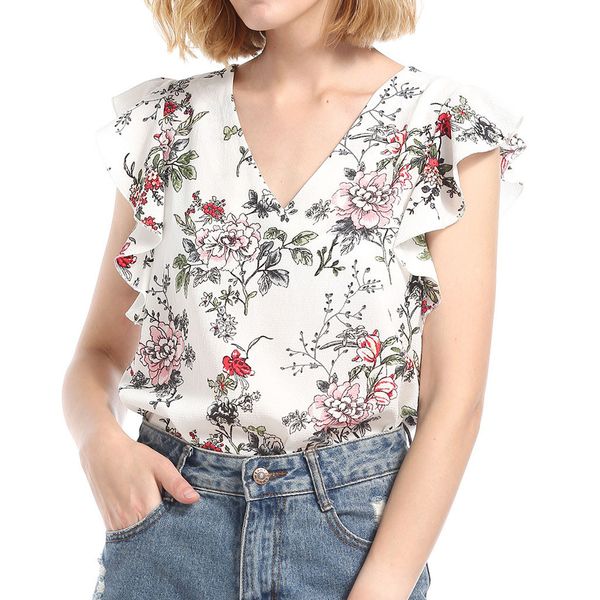 women blouse shirt v-neck printed slim chiffon shirt ruffle sleeve bohemia streetwear chemise blusas femininas blouse, White
women blouse shirt v-neck printed slim chiffon shirt ruffle sleeve bohemia streetwear chemise blusas femininas blouse, White
