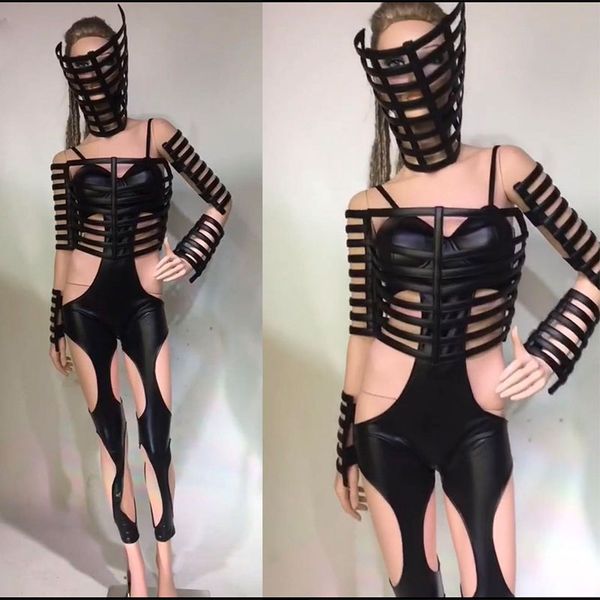 women hollow leotard costumes mask arm jumpsuit black stage play clothes club dj ds gogo wear bodysuit sets, Black;red
women hollow leotard costumes mask arm jumpsuit black stage play clothes club dj ds gogo wear bodysuit sets, Black;red