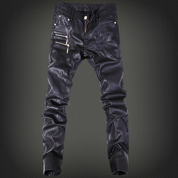 2019 trend new black slim leather pants personality zipper stitching leather pants fashion youth motorcycle leather pants male
2019 trend new black slim leather pants personality zipper stitching leather pants fashion youth motorcycle leather pants male
