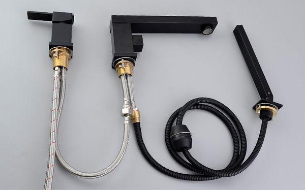 widespread deck mounted bathroom brass bathtub faucet fashion style dual handle 4 pcs tub sink mixer tap with handshower matt black finish
widespread deck mounted bathroom brass bathtub faucet fashion style dual handle 4 pcs tub sink mixer tap with handshower matt black finish