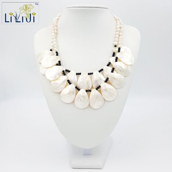 natural stone shell with baroque freshwater pearl beads fashion jewelry necklace about 49cm, Silver
natural stone shell with baroque freshwater pearl beads fashion jewelry necklace about 49cm, Silver
