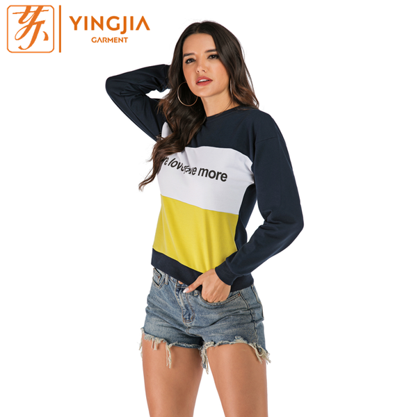 autumn women's fashion sweatshirt stitching contrast color printing sweatshirt new style long sleeve pullover, Black
autumn women's fashion sweatshirt stitching contrast color printing sweatshirt new style long sleeve pullover, Black