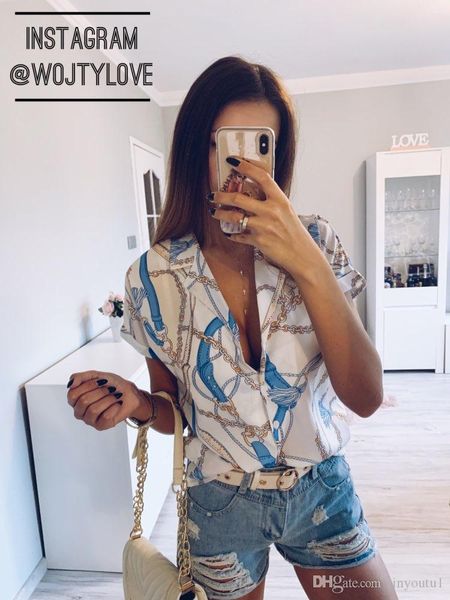 women summer blouse 2020 chain print batwing short sleeve chiffon blouse turn down collar ladies office shirt casual loose, White
women summer blouse 2020 chain print batwing short sleeve chiffon blouse turn down collar ladies office shirt casual loose, White