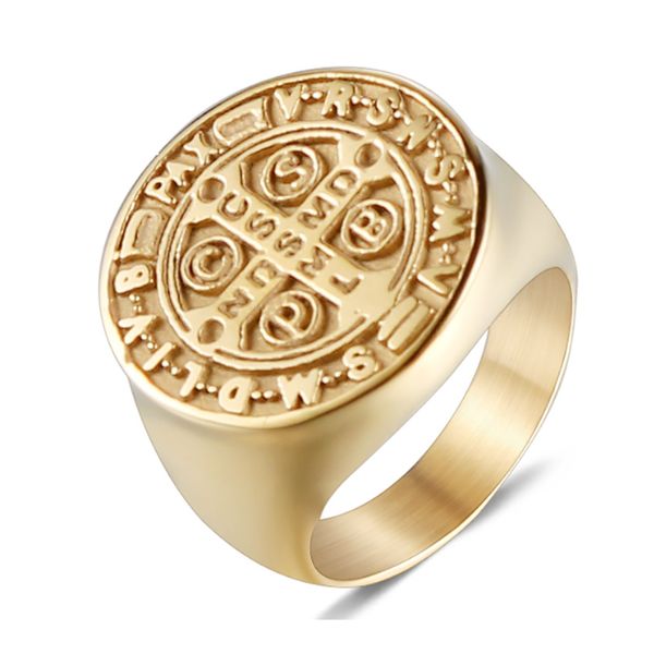 vintage round cross pattern letter gold color finger ring for men bague male anel masculino anillo hombre drop shipping, Slivery;golden
vintage round cross pattern letter gold color finger ring for men bague male anel masculino anillo hombre drop shipping, Slivery;golden