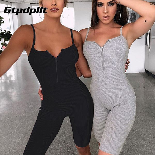 women's jumpsuits & rompers gtpdpllt ribbed knitted zipper bodycon playsuit women spaghetti strap backless skinny bodysuit summer women, Black;white
women's jumpsuits & rompers gtpdpllt ribbed knitted zipper bodycon playsuit women spaghetti strap backless skinny bodysuit summer women, Black;white