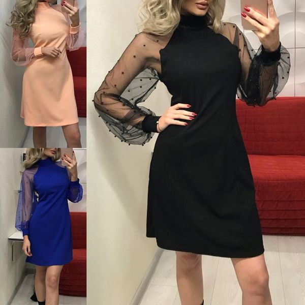 women spring dress transparent long sleeves solid slim fit bodycon dress hsj88, Black;gray
women spring dress transparent long sleeves solid slim fit bodycon dress hsj88, Black;gray