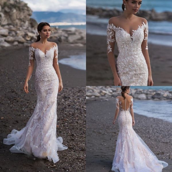 naviblue 2019 свадебные платья кружева аппликация с длинными рукавами русалка свадебные платья на заказ sweep поезд пляжное свадебное платье, White
naviblue 2019 свадебные платья кружева аппликация с длинными рукавами русалка свадебные платья на заказ sweep поезд пляжное свадебное платье, White
