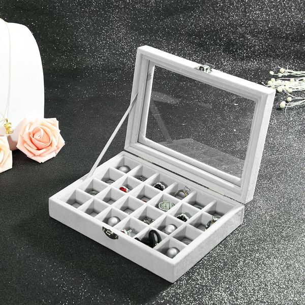 24 slots velvet women desk jewelry storage box portable ring necklace jewelry carrying case women home storage supplies, Black;blue
24 slots velvet women desk jewelry storage box portable ring necklace jewelry carrying case women home storage supplies, Black;blue
