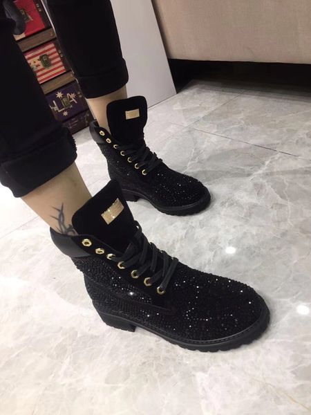 fashion design wild short boots women's new luxury martin boots leather crystal rhinestone boots casual british style size 35-40 02, Black
fashion design wild short boots women's new luxury martin boots leather crystal rhinestone boots casual british style size 35-40 02, Black