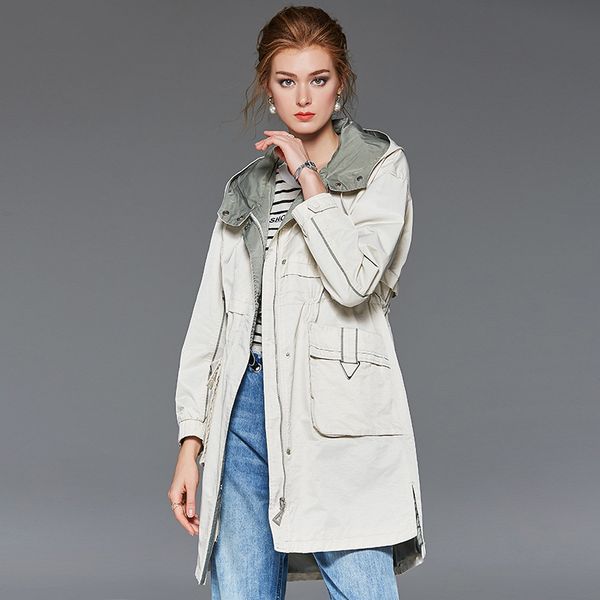 coat women casual 2019 autumn new arrival hooded trench coats fashion long sleeve zipper pocket windbreaker outerwear female, Tan;black
coat women casual 2019 autumn new arrival hooded trench coats fashion long sleeve zipper pocket windbreaker outerwear female, Tan;black