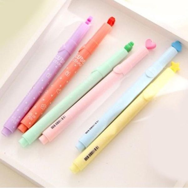 6pcs Highlighters Kids Drawing Gift Office Pp Portable Colorful Stationery School Stamp Pens