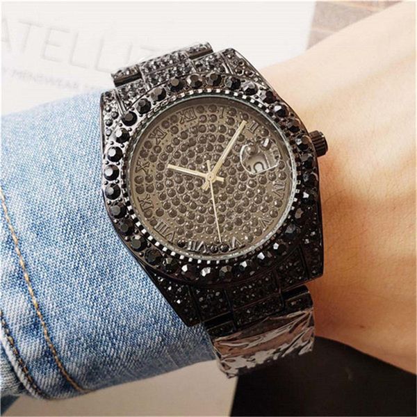 women mens luxe wrist watch diamond inlaid stainless steel quartz movement with calendar women business casual watches 03, Slivery;brown
women mens luxe wrist watch diamond inlaid stainless steel quartz movement with calendar women business casual watches 03, Slivery;brown