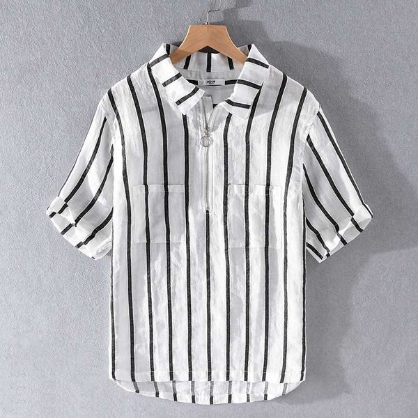 2020 summer new arrival short-sleeved linen men shirt casual shirts for men fashion striped shirt mens chemise camsieta, White;black
2020 summer new arrival short-sleeved linen men shirt casual shirts for men fashion striped shirt mens chemise camsieta, White;black