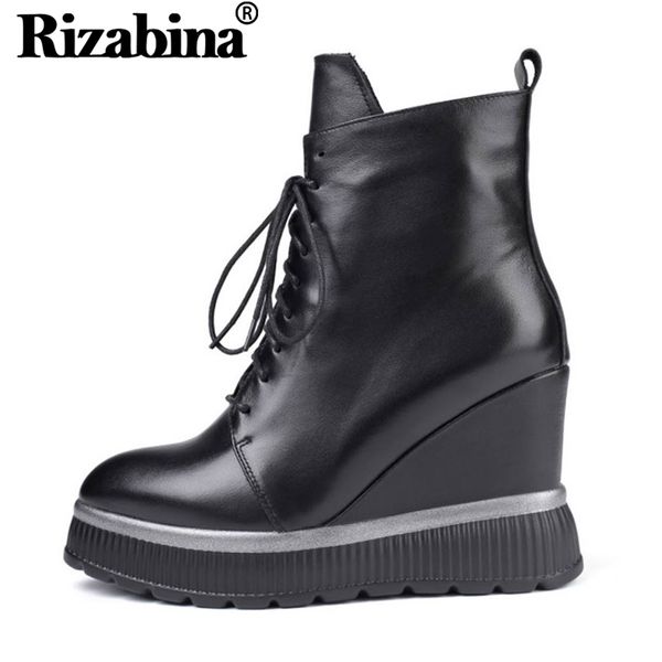 rizabina real leather ankle boots for women zipper cross strap wedges shoes thick sole autumn winter daily botas size 34-42, Black
rizabina real leather ankle boots for women zipper cross strap wedges shoes thick sole autumn winter daily botas size 34-42, Black