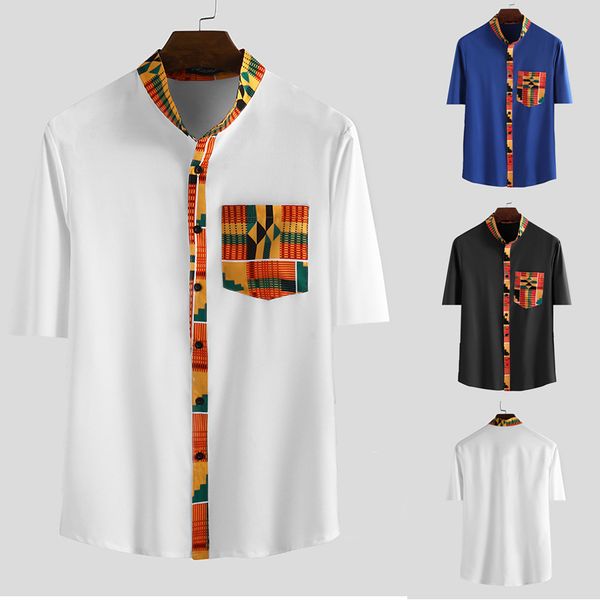 men ethnic printed shirt vintage loose button streetwear african blouse summer men floral short sleeve stand collar camisa s-3xl, White;black
men ethnic printed shirt vintage loose button streetwear african blouse summer men floral short sleeve stand collar camisa s-3xl, White;black