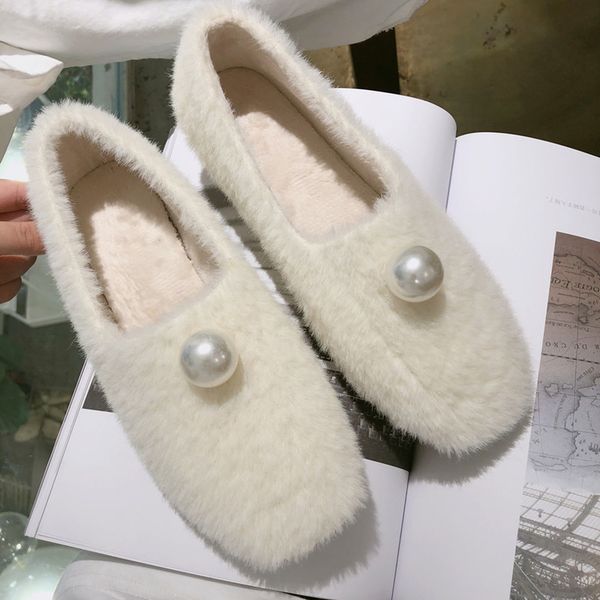 european style fur women peas shoes 2019 winter new pearl square head women's shoes soft bottom plus velvet warm flat, Black
european style fur women peas shoes 2019 winter new pearl square head women's shoes soft bottom plus velvet warm flat, Black