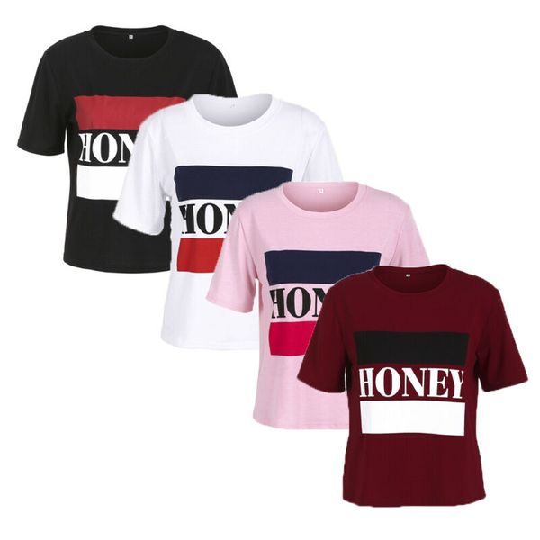 2019 new summer fashion t-shirt women girl honey printed t-shirt casual cotton lady short sleeve tee wholesale dropshipping, White
2019 new summer fashion t-shirt women girl honey printed t-shirt casual cotton lady short sleeve tee wholesale dropshipping, White