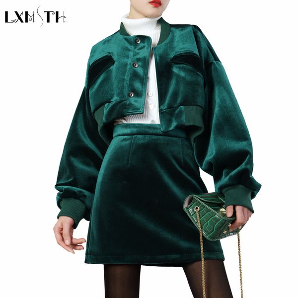 autumn winter fashion velvet set women short o neck casual jackets and zipper mini skirt suits solid 2 pieces office sets, Gray
autumn winter fashion velvet set women short o neck casual jackets and zipper mini skirt suits solid 2 pieces office sets, Gray