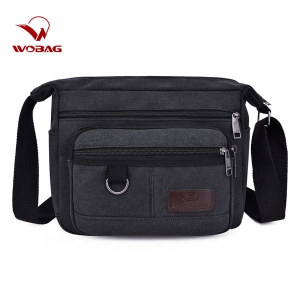 men multifunctional messenger bag canvas casual shoulder bag pu splicing business men