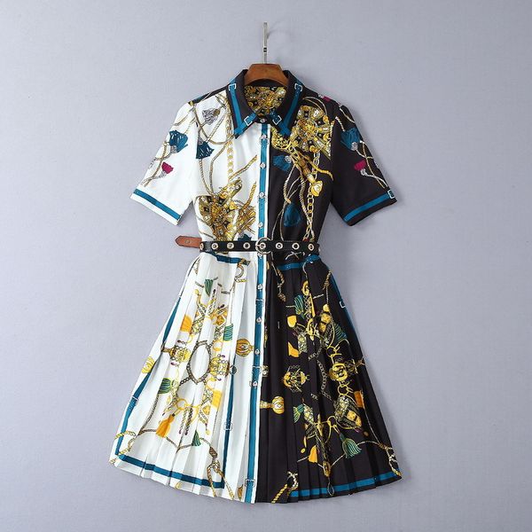 new clothes for women in europe and america for the summer of 2019 fashion belts patchwork color short sleeve pleated dress, Black;gray
new clothes for women in europe and america for the summer of 2019 fashion belts patchwork color short sleeve pleated dress, Black;gray