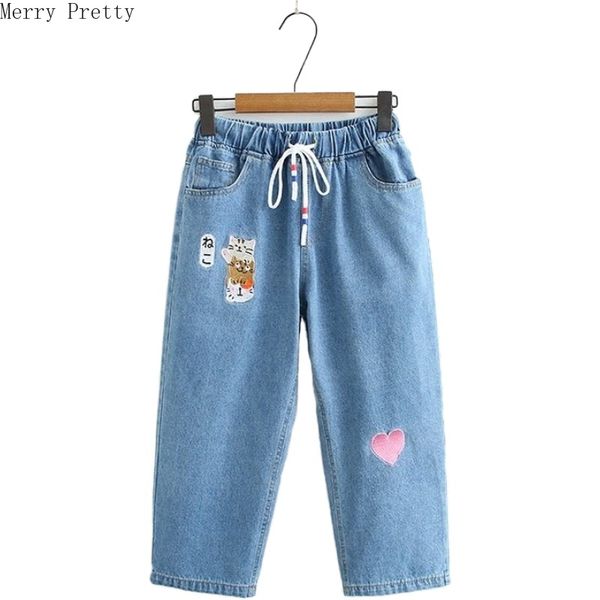 women's jeans women cartoon cat embroidery harajuku cute 2021 arrival summer lady straight denim pants trousers with pockets, Blue
women's jeans women cartoon cat embroidery harajuku cute 2021 arrival summer lady straight denim pants trousers with pockets, Blue