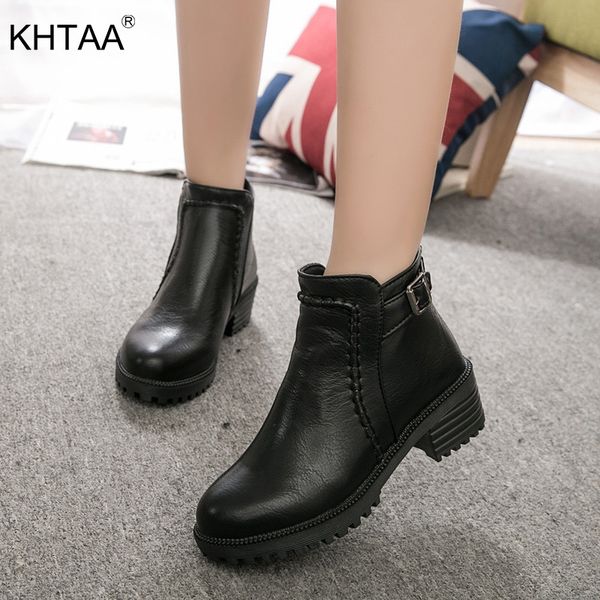 khtaa women thick heel zip autumn ankle boots ladies sewing middle heels female buckle pu fashion comfort shoes, Black
khtaa women thick heel zip autumn ankle boots ladies sewing middle heels female buckle pu fashion comfort shoes, Black