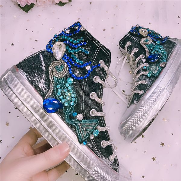 jellyfond rhinestone canvas shoes women classic causal canvas shoes blue mermaid crystal high sneakers basket femme, Black
jellyfond rhinestone canvas shoes women classic causal canvas shoes blue mermaid crystal high sneakers basket femme, Black