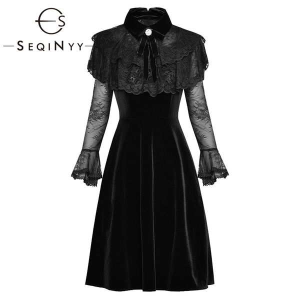 seqinyy sweet dress 2020 spring autumn new fashion design button lace spliced velvet mini dress, Black;gray
seqinyy sweet dress 2020 spring autumn new fashion design button lace spliced velvet mini dress, Black;gray