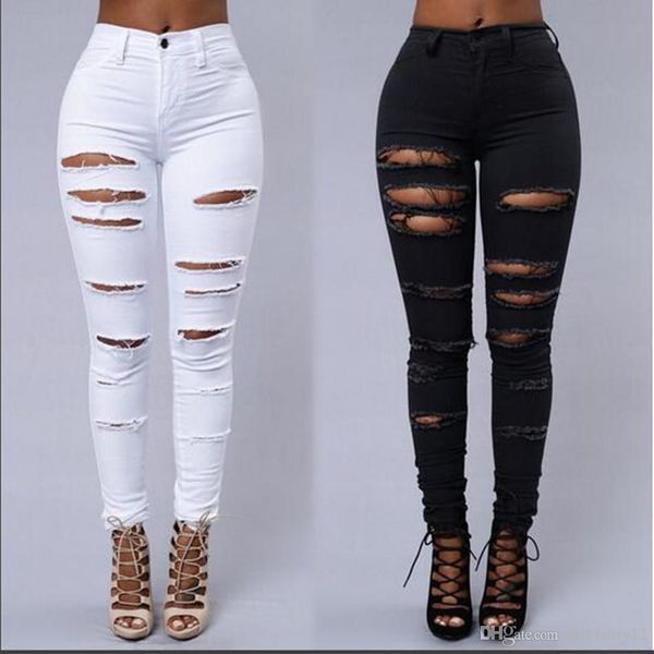 high street women skinny jeans ripped skin tight jeans fashion black and white pencil denim pants, Blue
high street women skinny jeans ripped skin tight jeans fashion black and white pencil denim pants, Blue