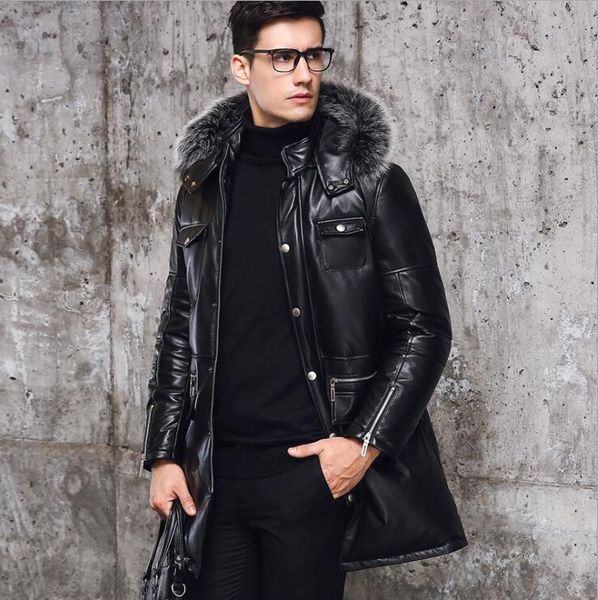 sheepskin leather winter white duck down jacket genuine leather men's down coat real fur collar mens long winter coat l-8xl, Black
sheepskin leather winter white duck down jacket genuine leather men's down coat real fur collar mens long winter coat l-8xl, Black