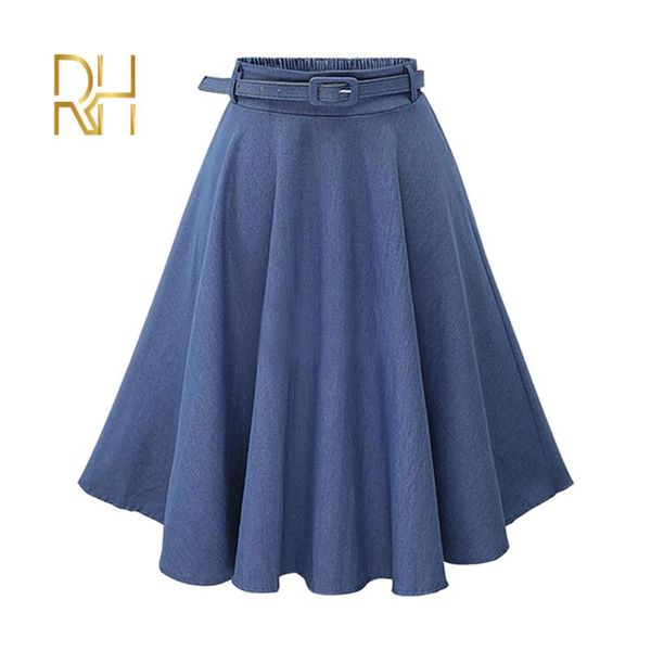 women spring summer midi denim skirt fashion loose sashes high waist skirt female casual school a line for ladies rh, Black
women spring summer midi denim skirt fashion loose sashes high waist skirt female casual school a line for ladies rh, Black
