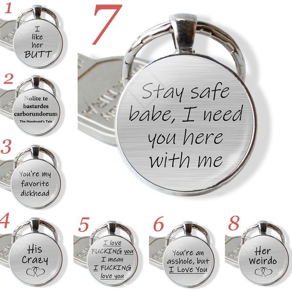 couple keychain glass cabochon pendant " you're my favorite asshole " lovers car key holder metal keyring christmas gift for, Silver 
couple keychain glass cabochon pendant " you're my favorite asshole " lovers car key holder metal keyring christmas gift for, Silver
