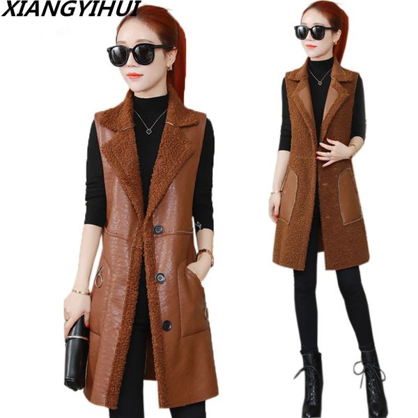 women's vests winter vest coat autumn faux leather jacket women lamb wool long two sides wear waistcoat warm parka lj627, Black;white
women's vests winter vest coat autumn faux leather jacket women lamb wool long two sides wear waistcoat warm parka lj627, Black;white