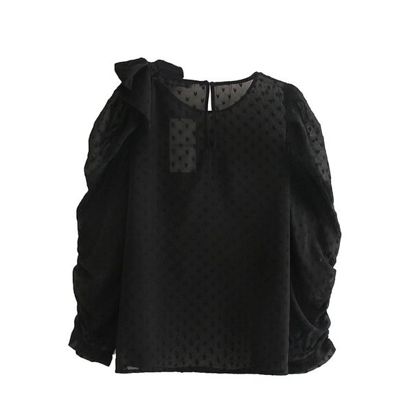 women sweet bowknot decoration black chiffon blouse office lady puff sleeve pleats shirts casual kimono femininas ls4380, White
women sweet bowknot decoration black chiffon blouse office lady puff sleeve pleats shirts casual kimono femininas ls4380, White