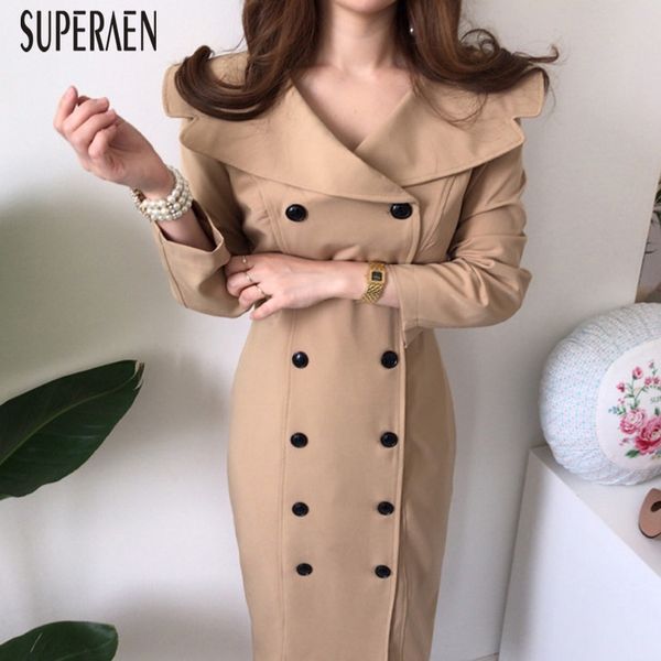 superaen korean style new 2020 dress women spring solid color cotton fashion ladies dress lapel double breasted slim dresses, Black;gray
superaen korean style new 2020 dress women spring solid color cotton fashion ladies dress lapel double breasted slim dresses, Black;gray