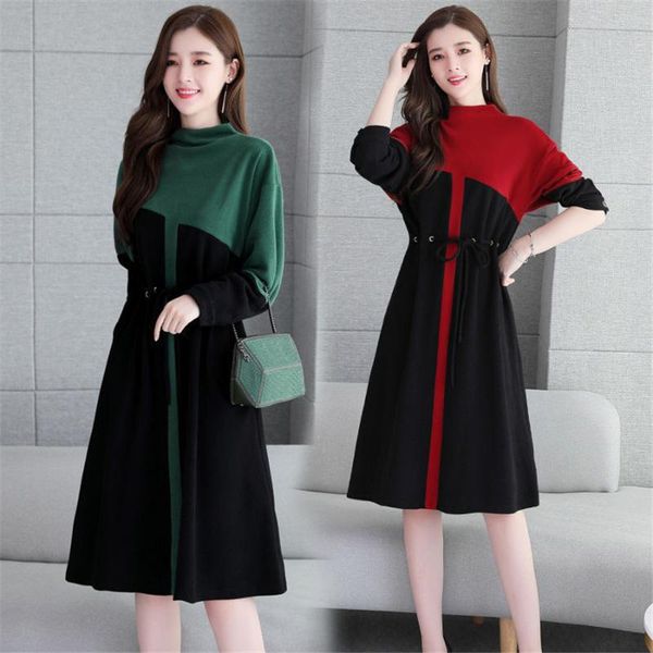 a line dresses 2 colors vintage women design long sleeve patchwork vintage ladies white blue slim waist dres, Black;gray
a line dresses 2 colors vintage women design long sleeve patchwork vintage ladies white blue slim waist dres, Black;gray
