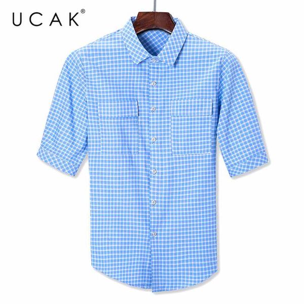 ucak brand turn-dwon collar shirt clothing streetwear 2020 new summer arrival plaid short sleeve shirts men clothes u6055, White;black
ucak brand turn-dwon collar shirt clothing streetwear 2020 new summer arrival plaid short sleeve shirts men clothes u6055, White;black