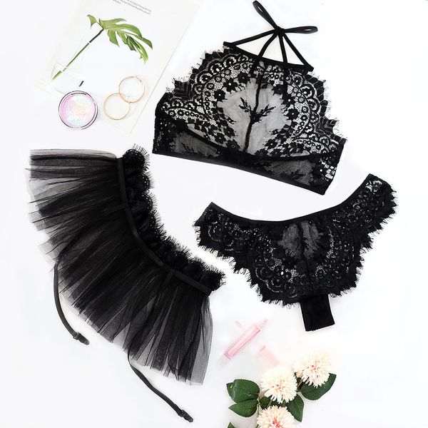 popular women's interest underwear transparent three-point eyelash lace bra tempting mesh skirt garter three piece suit, Black;red
popular women's interest underwear transparent three-point eyelash lace bra tempting mesh skirt garter three piece suit, Black;red