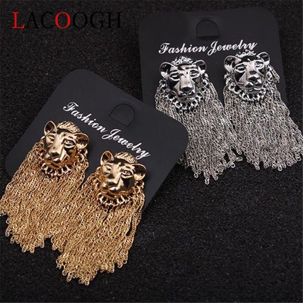 lacoogh women nightclub personality trend gold and silver lion head tassel earrings fashion earrings, Golden
lacoogh women nightclub personality trend gold and silver lion head tassel earrings fashion earrings, Golden