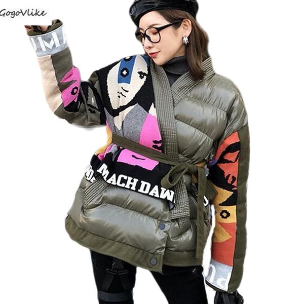 v neck winter jacket with belt women warm thick army green cotton padded parkas coat loose jackets fashion street sa060s30, Black
v neck winter jacket with belt women warm thick army green cotton padded parkas coat loose jackets fashion street sa060s30, Black