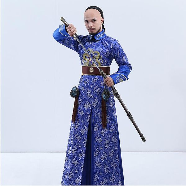 new arrival chinese ancient costume male film performance stage wear blue embroidered dragon brocade the qing dynasty prince clothes, Black;red
new arrival chinese ancient costume male film performance stage wear blue embroidered dragon brocade the qing dynasty prince clothes, Black;red