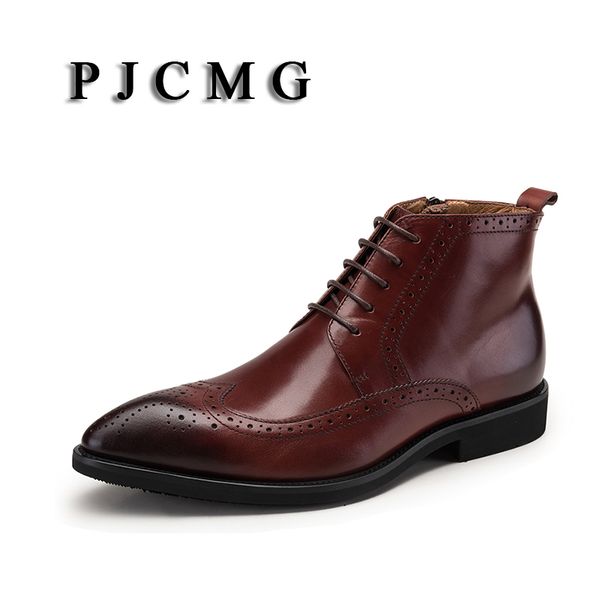 pjcmg men boots black/red lace-up ankle rubber casual genuine leather classic business office formal men boots
pjcmg men boots black/red lace-up ankle rubber casual genuine leather classic business office formal men boots