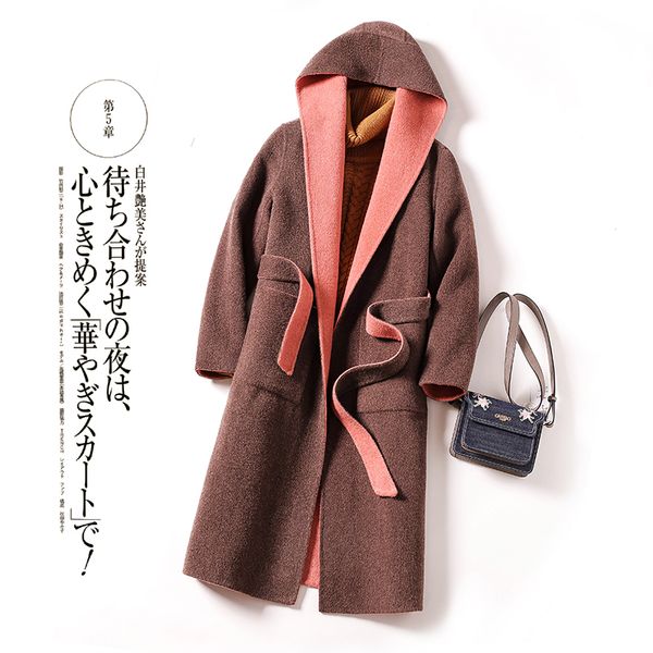 autumn winter coat female 80% wool long casaco feminino pink cashmere jacket hooded slim fit alpaca coat + belt lw1126, Black
autumn winter coat female 80% wool long casaco feminino pink cashmere jacket hooded slim fit alpaca coat + belt lw1126, Black